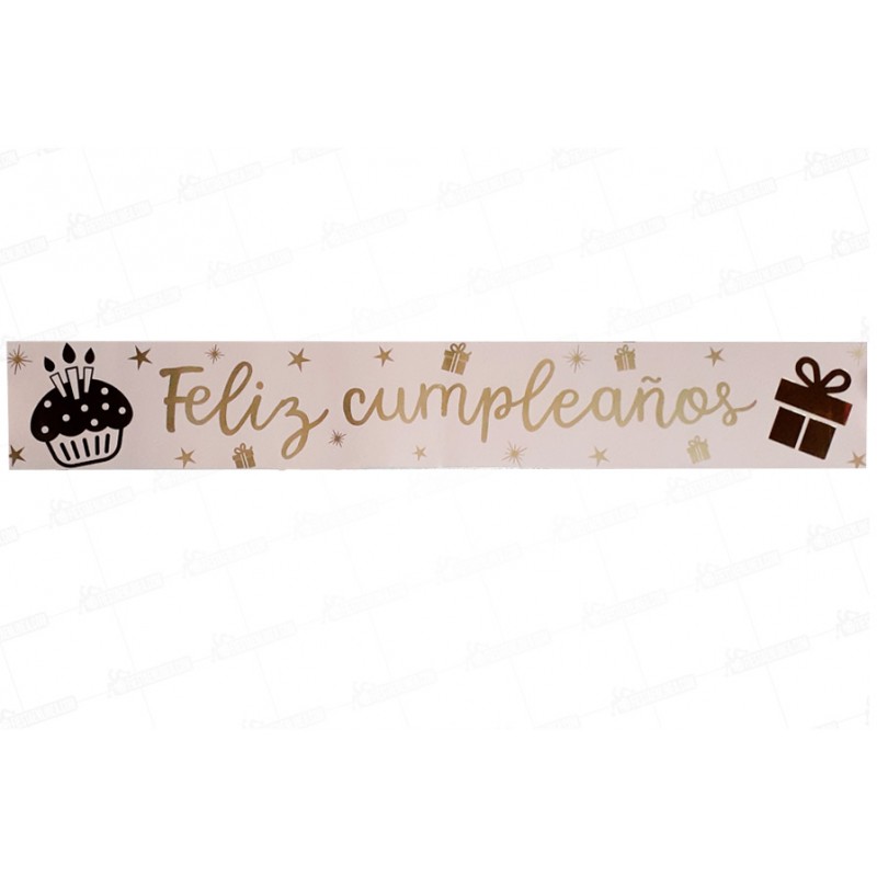 Cartel Feliz Cumpleaños Palo de Rosa - Dorado - Fiesta en línea Piñatería y  accesorios para fiestas y eventos