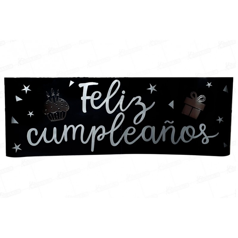 Cartel Grande Feliz Cumpleaños Negro - Plateado - Fiesta en línea Piñatería  y accesorios para fiestas y eventos