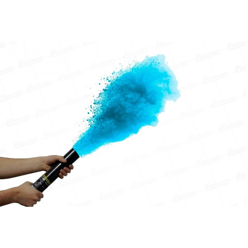 Cañón de humo y confeti, azul, para revelación de sexo del bebé