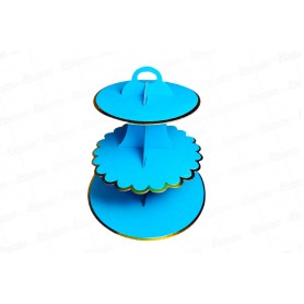 Base Cupcake 3 Niveles Azul - Dorado