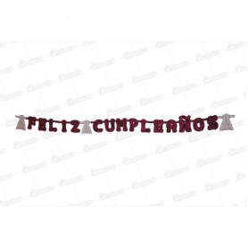 Letrero Feliz Cumpleaños Cebra Fucsia
