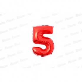 Globo Metalizado Pequeño Rojo Número 5