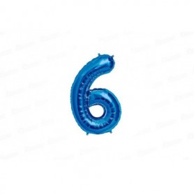 Globo Metalizado Mediano Azul Número 6