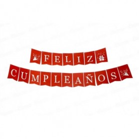 Letrero Feliz Cumpleaños  Rojo - Blanco Dfiestas