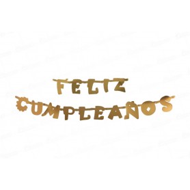 Letrero Feliz Cumpleaños Dorado Metalizado